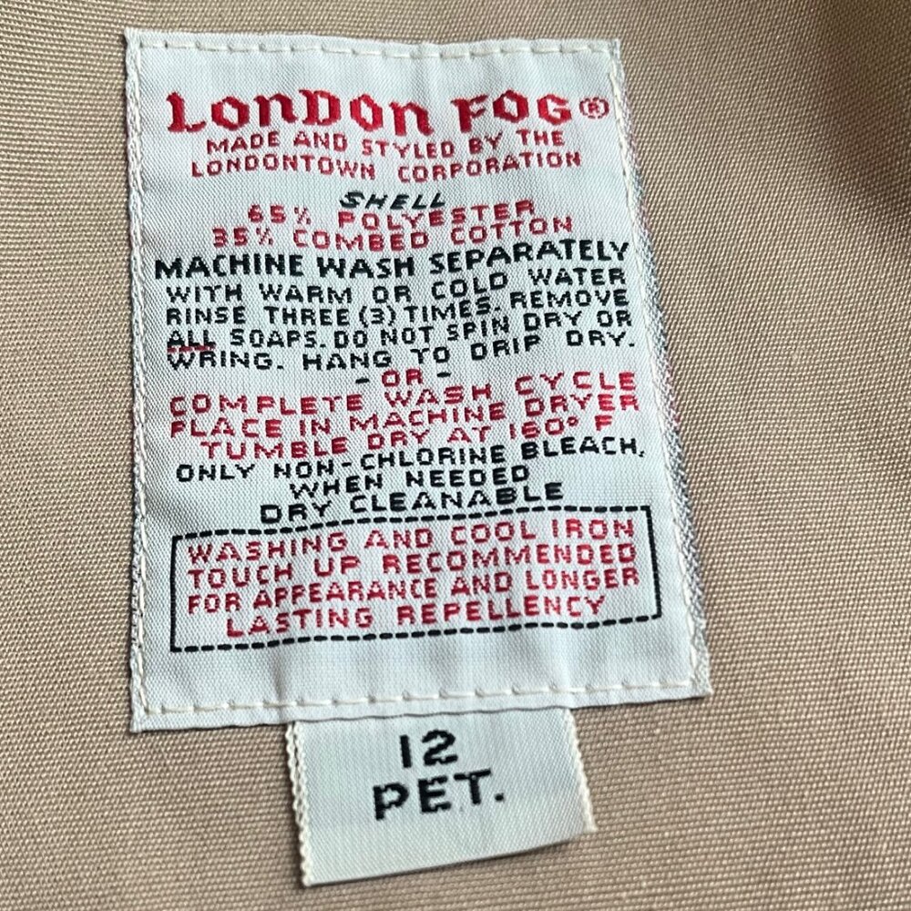 Vintage London Fog Tan Trench Rain  Zip wool lining/removable Women's Sz 12 P - Picture 8 of 14